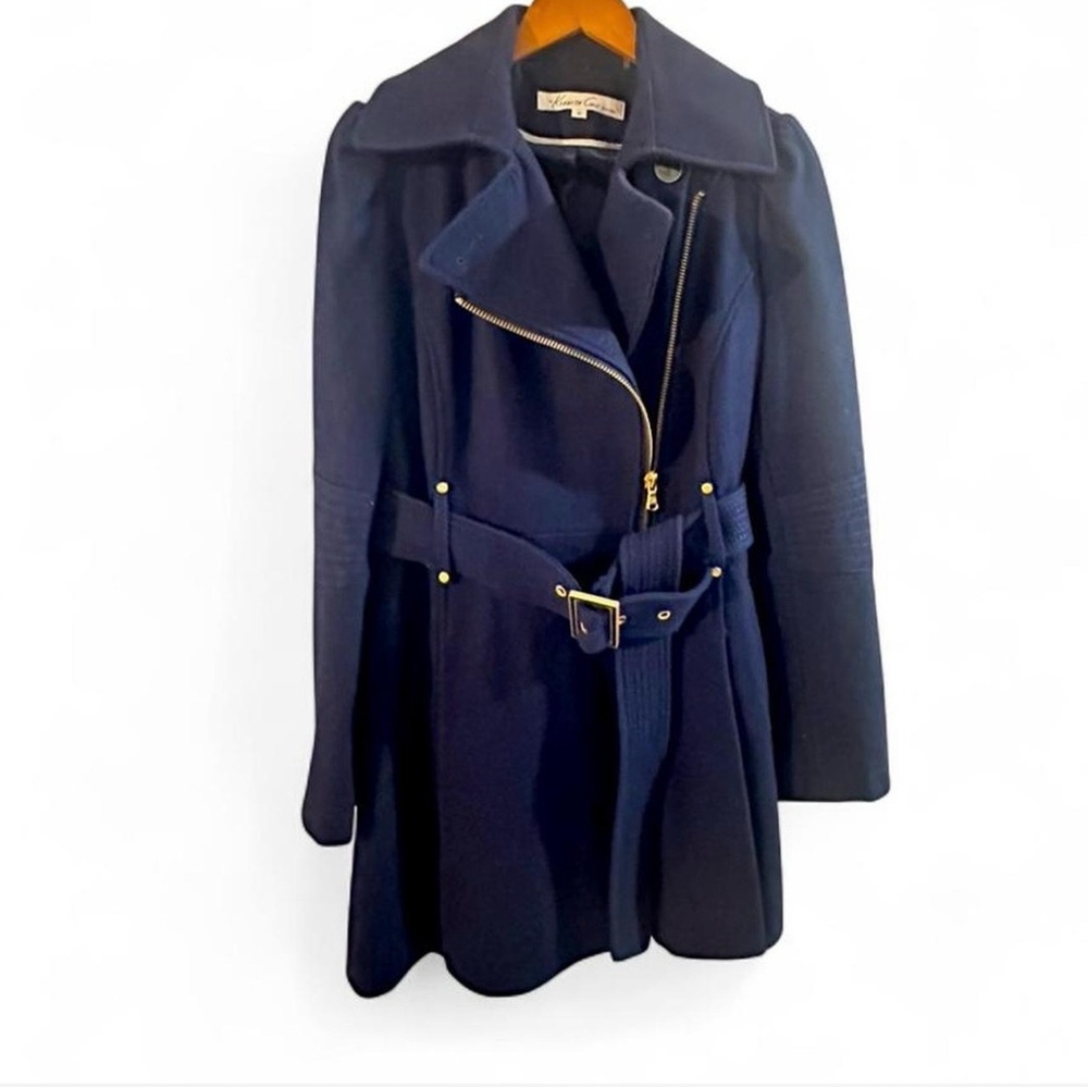 Kenneth Cole Navy Wool-blend Peacoat Thigh-Length Size Womenโs 8 (Medium)